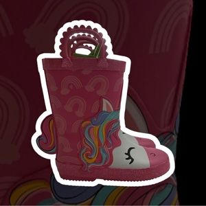 members mark Unicorn Rain Boots Youth‎ Toddler Girls Pink Rubber Rainbow sz 7/8
